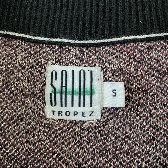 Saint Tropez Size Small Pink & Black Metallic Camouflage Mock Neck Rib Sweater - Picture 4 of 5